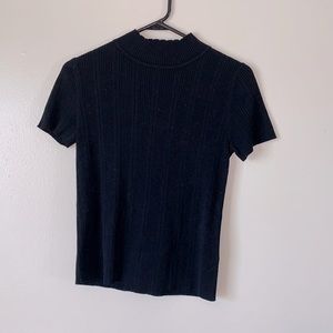 Black mock neck tee for layering